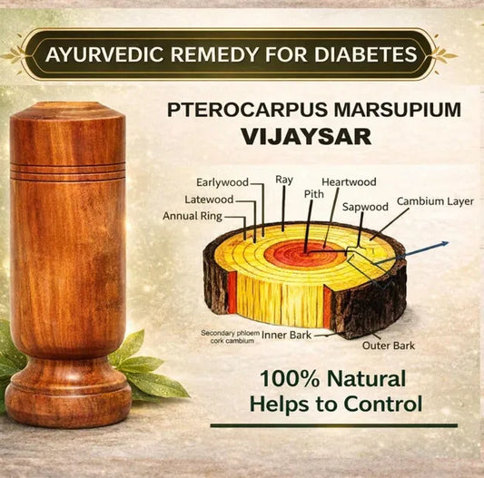 Vijaysar Wooden Tumbler – Traditional Ayurvedic Wellness Glass, 100% Natural Pterocarpus Wood