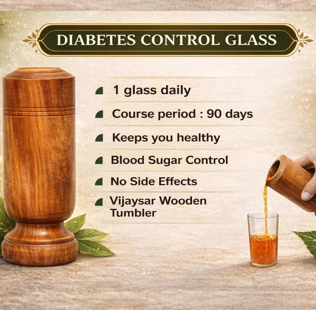 Vijaysar Wooden Tumbler – Traditional Ayurvedic Wellness Glass, 100% Natural Pterocarpus Wood